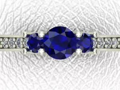 Round Sapphire Engagement ring 3D model 3D print model  3D print model