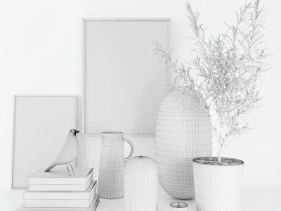 Set with olive tree 3D model