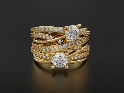 Multi Row Ring 3D print model