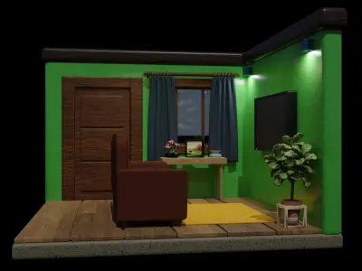 Isometric Room Low poly Low-poly 3D model