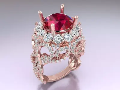 Diamond Ring - Womens Rings - N3879 3D print model