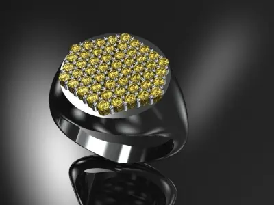 Diamond Signet Ring Size 8 Gold Silver Platinum Jewelry 3D print model