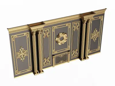 Boiserie Classic Wall with Mouldings 011 Black Low-poly 3D model