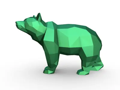 Bear low poly polygonal 3D print model