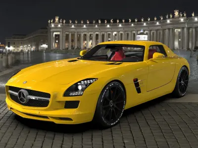 Mercedes Benz SLS AMG Low-poly 3D model