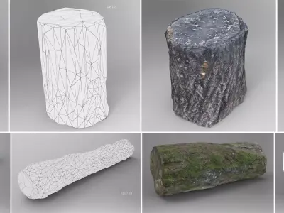 Tree Logs Low-poly 3D model