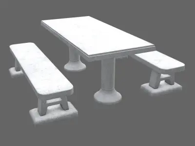 Game-ready Concrete Picnic Table - Unity - HDRP - UE4  Low-poly 3D model
