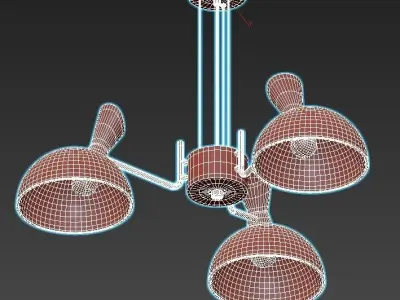 amanda three light chandelier in brass and clear glass 3D model