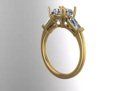 Diamond classic Ring to print 3 Sizes 3D print model