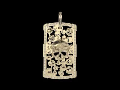 Mason Skull Dogtag Pendant  3D print model