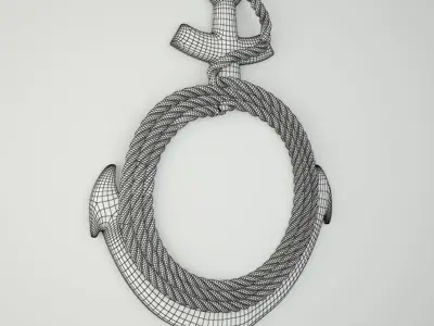 Anchor Wall Mirror with Rope 3D model