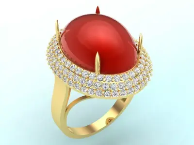 Gemstone Rings - Oval stone ring - Womens Rings 3D print model
