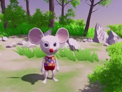 Disco Mouse Low-poly 3D model