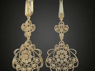 Earring 3D model 3D printable model 0102-49 Free 3D print model