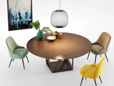 Walter Knoll Tobu Table and 375 Chair 3D model