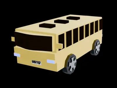  3d modeling low poly  bus and bus stop  Low-poly 3D model