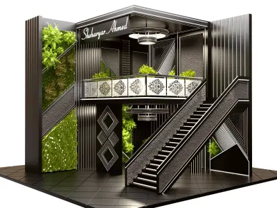 Luxury Exhibition Booth Double-Height 3D Stall Design 3D model