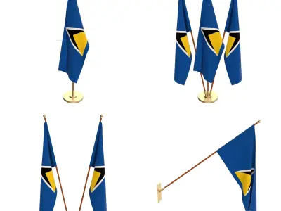 Saint Lucia Flag Pack 3D model