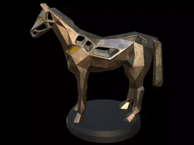 Steampunk Horse Low-poly 3D model