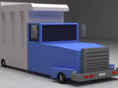 Cartoon Low-Poly truck vehicle for game-ready 3D model Low-poly 3D model