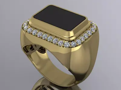 Elegant Mens Ring Jewelry Gold 3D print model buy