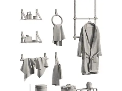 Bathroom Accessories with Leather Tapes 3D model