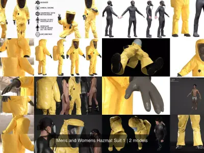 Mens and Womens Hazmat Suit 1 3D Model Collection