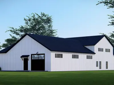 Modern American Barndominium Farmhouse 3D Model Home  Garage 3D model