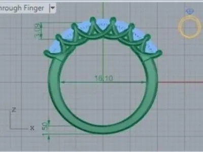 7 Stone Diamond Trellis Ring 247 3D print model