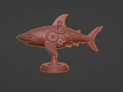 Steamshark Steampunk Shark Sculpture 3D print model