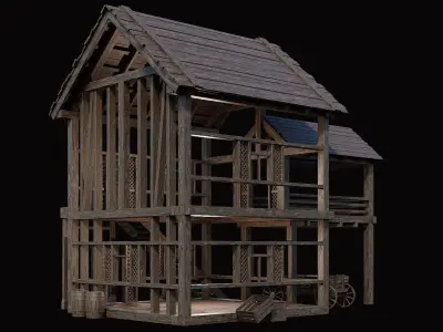 Medieval Village Pack  - 10 Assets - 4K Textures Game Ready Low-poly 3D model