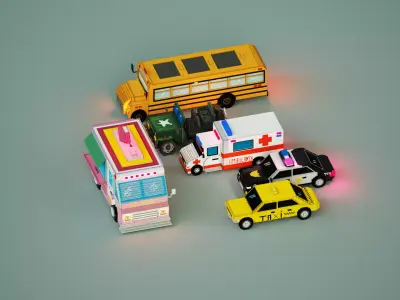 6 Voxel Vehicles Pack  3D model