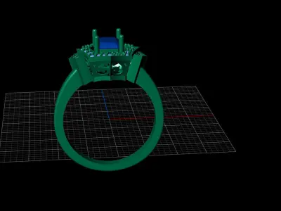 fantastic ring with emerald gem stone  3D print model