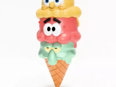 SpongeBob SquarePants Patrick and Squidward Ice Cream toy 3D print model