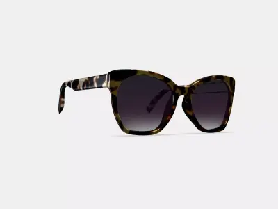 Rhea Low Bridge Fit Sunglasses in Truffle Tortoise Low-poly 3D model