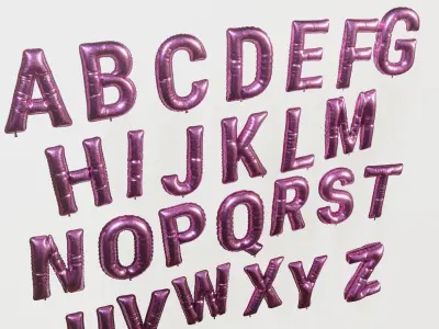 Balloons alphabet 5 colors 3D model