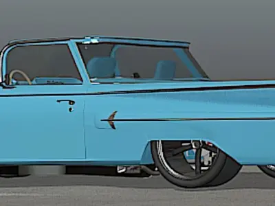 1960 El Camino SS Pro Street Car - High Poly 3D model