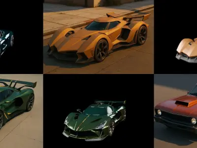 Sport Car bundle 11 pack 100 glb 3D model