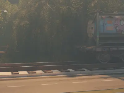 Volumetric blurry train stoppage landscape scene  3D model