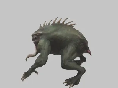 Feral monster reptile creature Low-poly 3D model