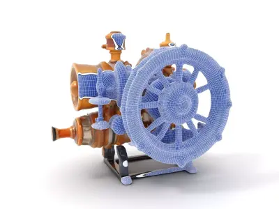 Steampunk Engine Model Pack with Realistic Brass Finish Low-poly 3D model