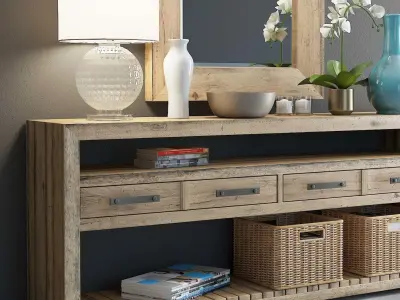 Roslyn Country Table with Decorative Accessories set 3D model