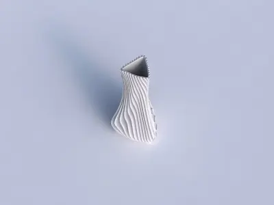 Vase puffy triangle with wavy extruded lines 3 3D print model purchase