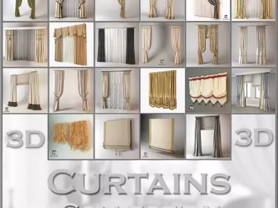 Curtains Collection curtain with gold trim 3D model