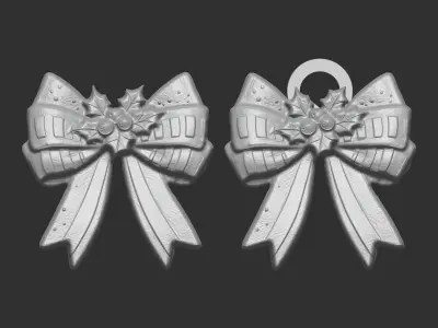 christmas ribbon bow decor 11 3D print model
