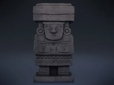 Chalchiuhtlicue stone column Low-poly 3D model