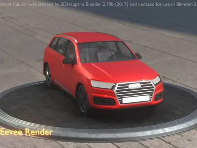 City Car 33 SUV Type-B Red Low-poly 3D model