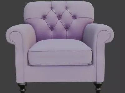 Lavender Tufted Armchair 3D model
