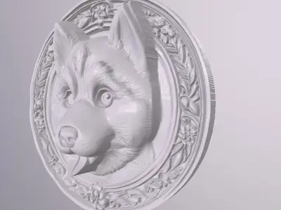 Puppy Husky 3 basrelief for 3D printing 3D print model