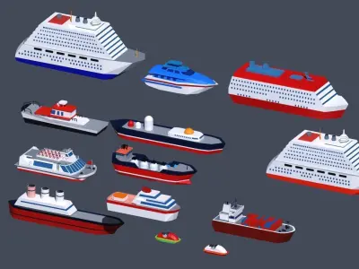 Transport Low Poly three airplanes flying in sky Low-poly 3D model